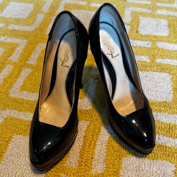 Yves Saint Laurent Glossy Black Heels - Picture 1 of 11